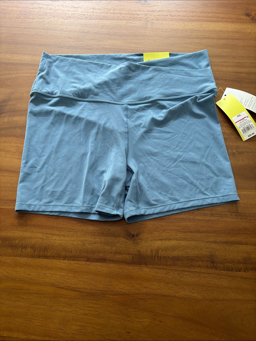 NWT all in motion Women’s Cross Over Waist Bike Shorts — Light Blue